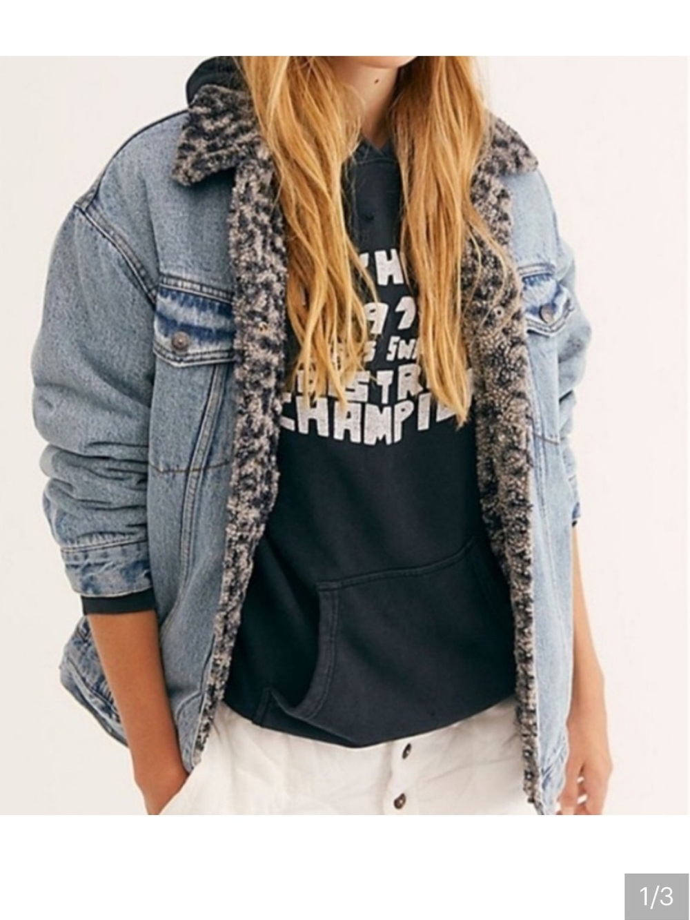 We The Free Wild Ones Denim Oversized Trucker Jacket | Size S